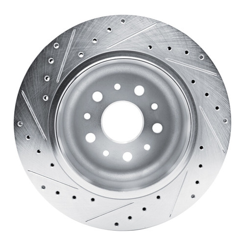 R1 20-25 Jeep Gladiator Rear Right Drilled & Slotted Silver Brake Rotor