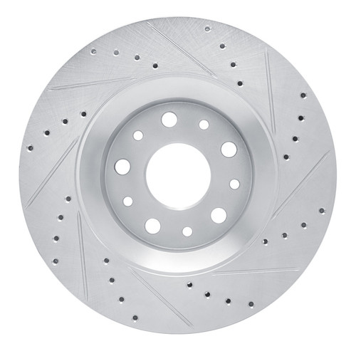 R1 18-25 Jeep Wrangler Front Left Drilled & Slotted Silver Brake Rotor EDZ-42038L