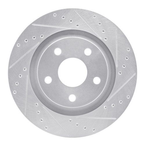 R1 12-18 Jeep Wrangler Front Right Drilled & Slotted Silver Brake Rotor