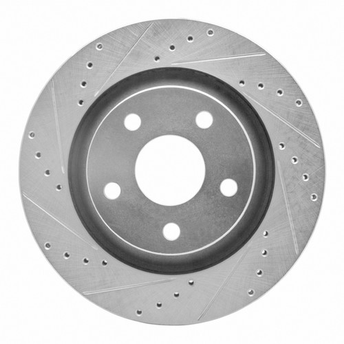 R1 12-18 Jeep Wrangler Front Left Drilled & Slotted Silver Brake Rotor