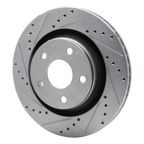 R1 12-18 Jeep Wrangler Front Left Drilled & Slotted Silver Brake Rotor