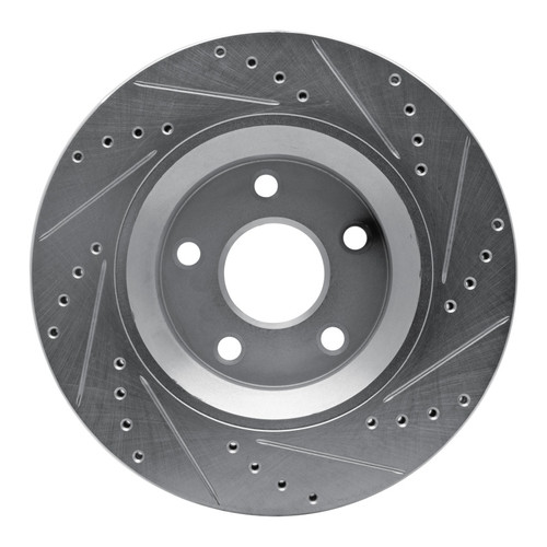 R1 12-18 Jeep Wrangler Front Left Drilled & Slotted Silver Brake Rotor