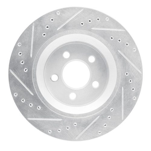 R1 11-12 Jeep Liberty Front Right Drilled & Slotted Silver Brake Rotor