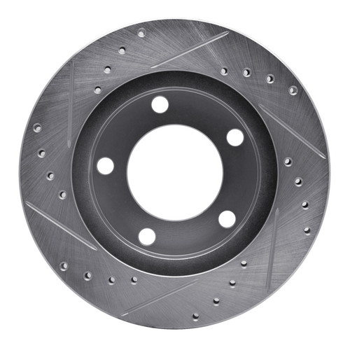 R1 76-86 Jeep CJ5 Front Right Drilled & Slotted Silver Brake Rotor