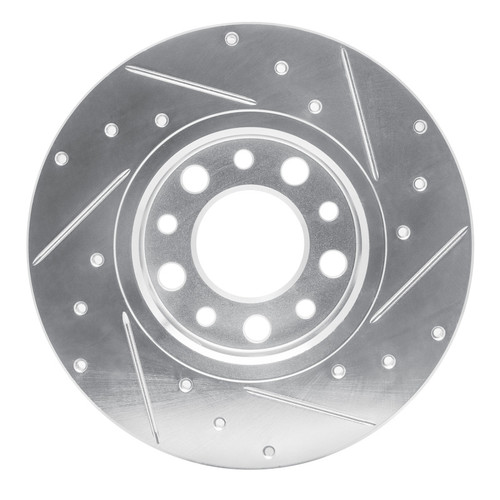 R1 15-25 Alfa Romeo Tonale Rear Left Drilled & Slotted Silver Brake Rotor
