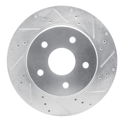 R1 08-12 Jeep J8 Front Right Drilled & Slotted Silver Brake Rotor