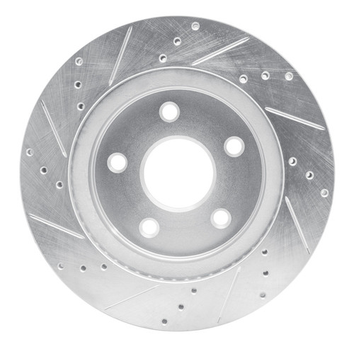 R1 08-12 Jeep J8 Front Right Drilled & Slotted Silver Brake Rotor