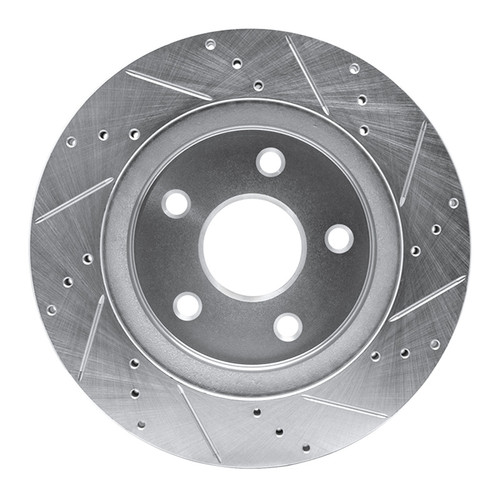 R1 08-12 Jeep J8 Front Left Drilled & Slotted Silver Brake Rotor