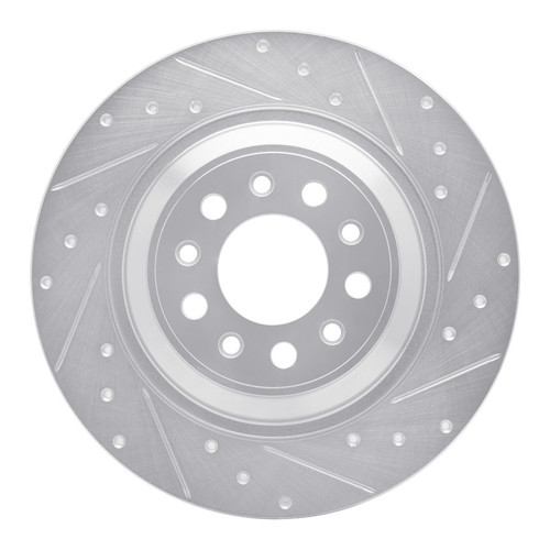 R1 14-23 Jeep Cherokee Rear Right Drilled & Slotted Silver Brake Rotor