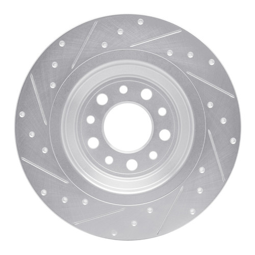 R1 14-23 Jeep Cherokee Rear Right Drilled & Slotted Silver Brake Rotor