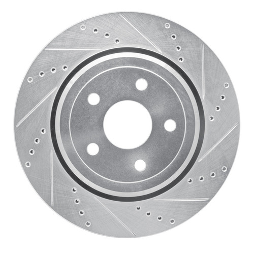 R1 12-25 Dodge Durango Rear Right Drilled & Slotted Silver Brake Rotor