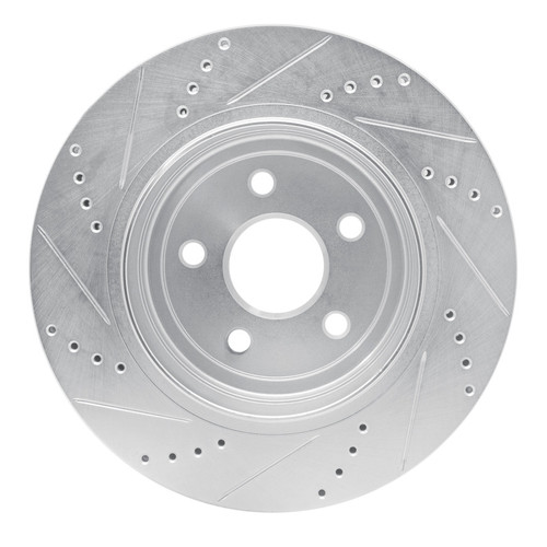 R1 12-25 Dodge Durango Rear Right Drilled & Slotted Silver Brake Rotor