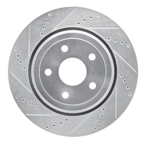 R1 12-25 Dodge Durango Rear Left Drilled & Slotted Silver Brake Rotor
