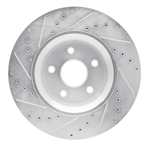 R1 11-25 Dodge Durango Front Right Drilled & Slotted Silver Brake Rotor