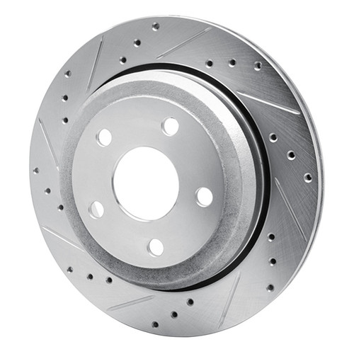 R1 11-25 Dodge Durango Rear Left Drilled & Slotted Silver Brake Rotor
