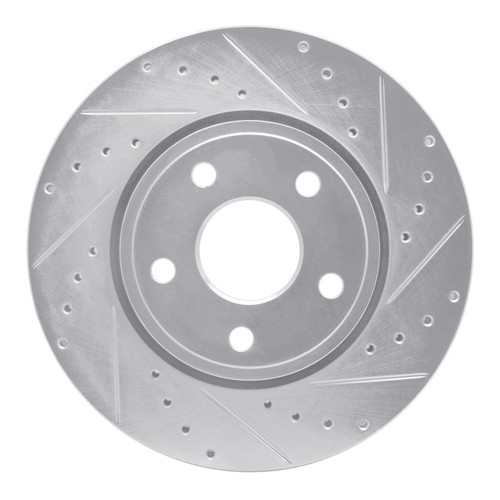 R1 11-22 Dodge Durango Front Right Drilled & Slotted Silver Brake Rotor