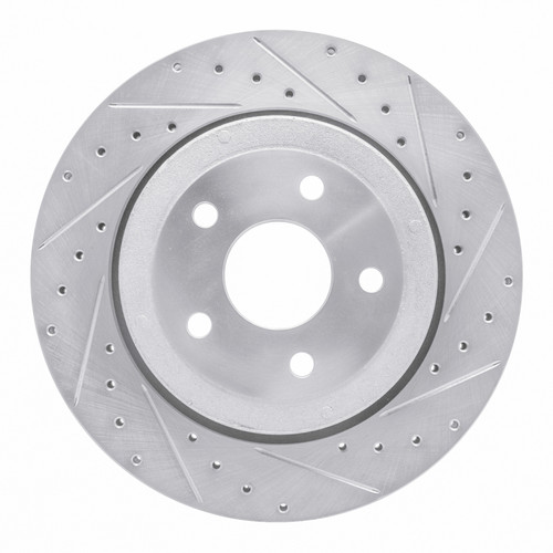 R1 06-10 Jeep Grand Cherokee Rear Right Drilled & Slotted Silver Brake Rotor