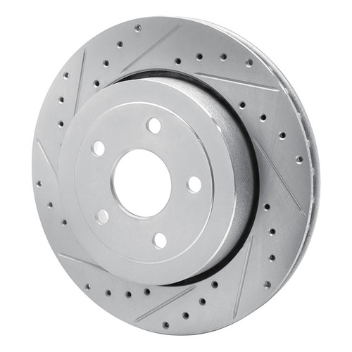R1 06-10 Jeep Grand Cherokee Rear Left Drilled & Slotted Silver Brake Rotor