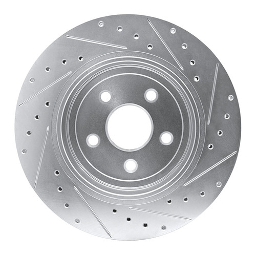 R1 06-10 Jeep Grand Cherokee Rear Left Drilled & Slotted Silver Brake Rotor