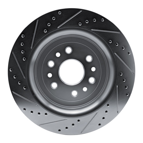 R1 21-25 Jeep Grand Wagoneer Rear Right Drilled & Slotted Silver Brake Rotor