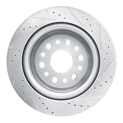 R1 19-25 Ram 1500 Rear Left Drilled & Slotted Silver Brake Rotor