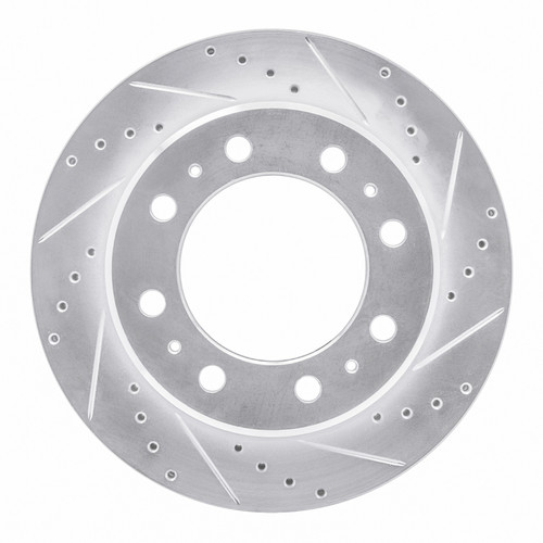 R1 09-25 Dodge Ram 2500 Rear Right Drilled & Slotted Silver Brake Rotor