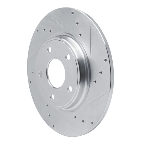 R1 12-20 Chrysler Town & Country Rear Right Drilled & Slotted Silver Brake Rotor