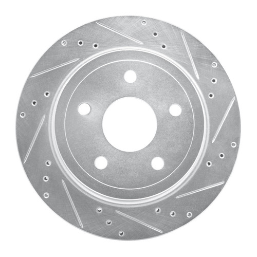 R1 04-06 Dodge Ram 1500 Pickup Rear Left Drilled & Slotted Silver Brake Rotor