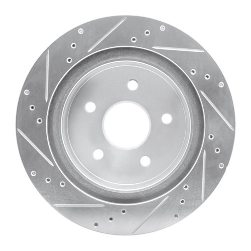 R1 04-06 Dodge Ram 1500 Pickup Rear Left Drilled & Slotted Silver Brake Rotor