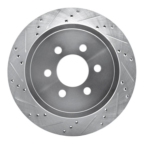R1 03-03 Dodge Durango Rear Left Drilled & Slotted Silver Brake Rotor