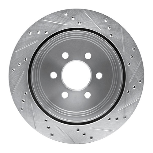 R1 03-03 Dodge Durango Rear Left Drilled & Slotted Silver Brake Rotor
