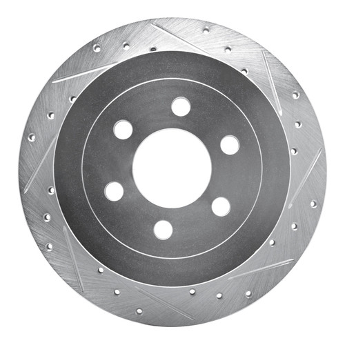 R1 03-04 Dodge DAKOTA RWD Rear Right Drilled & Slotted Silver Brake Rotor