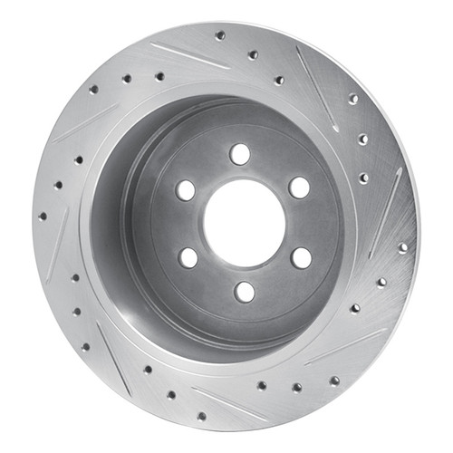 R1 03-04 Dodge DAKOTA RWD Rear Left Drilled & Slotted Silver Brake Rotor
