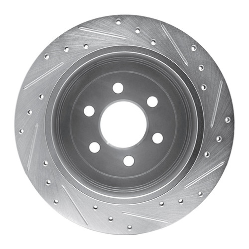 R1 03-04 Dodge DAKOTA RWD Rear Left Drilled & Slotted Silver Brake Rotor