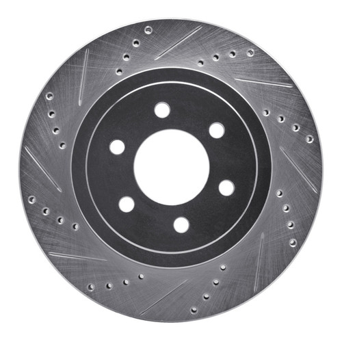 R1 03-04 Dodge DAKOTA RWD Front Left Drilled & Slotted Silver Brake Rotor
