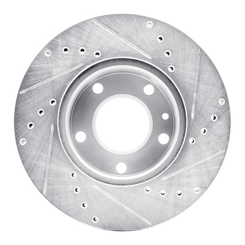 R1 82-86 BMW 735I Front Left Drilled & Slotted Silver Brake Rotor