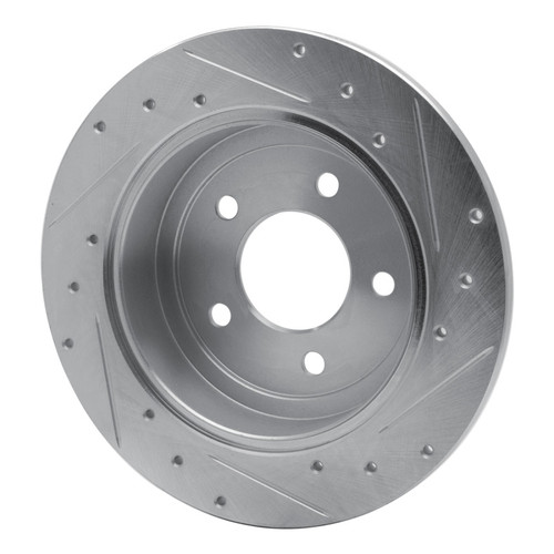 R1 97-07 Chrysler Town & Country Rear Left Drilled & Slotted Silver Brake Rotor