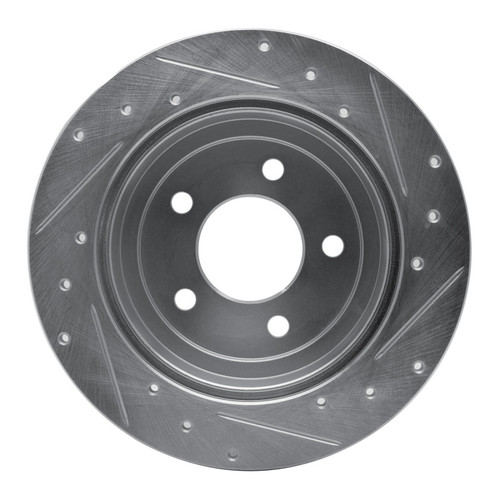 R1 97-07 Chrysler Town & Country Rear Left Drilled & Slotted Silver Brake Rotor