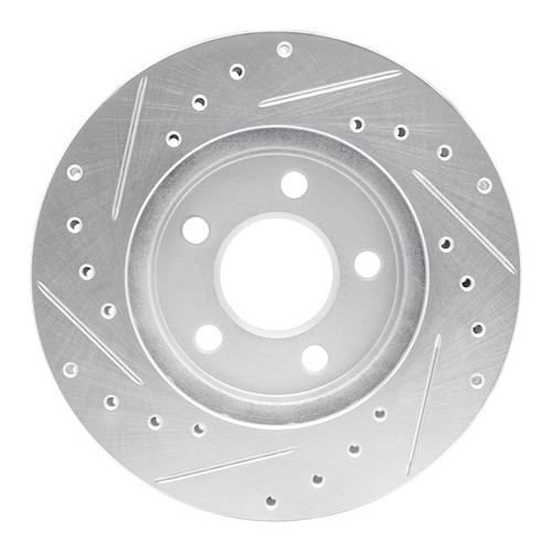 R1 96-00 Chrysler Voyager Front Right Drilled & Slotted Silver Brake Rotor