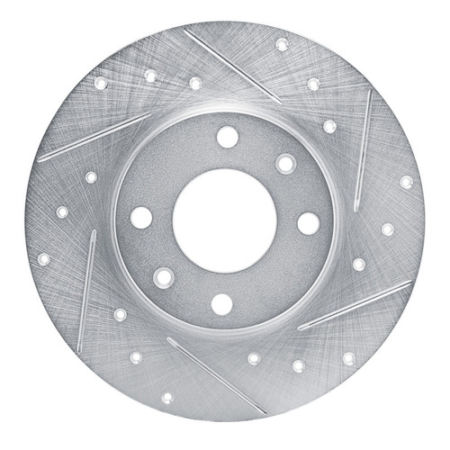 R1 89-91 Peugeot 405 Front Right Drilled & Slotted Silver Brake Rotor