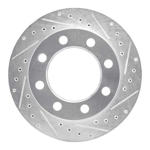 R1 89-93 Dodge W350 Front Right Drilled & Slotted Silver Brake Rotor