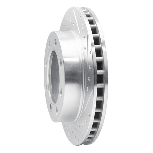 R1 89-93 Dodge W350 Front Right Drilled & Slotted Silver Brake Rotor