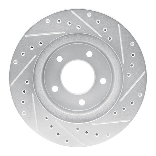 R1 87-90 Dodge DAKOTA 4WD Front Right Drilled & Slotted Silver Brake Rotor