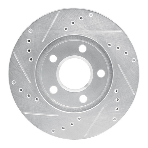 R1 87-90 Chrysler Town & Country Front Right Drilled & Slotted Silver Brake Rotor
