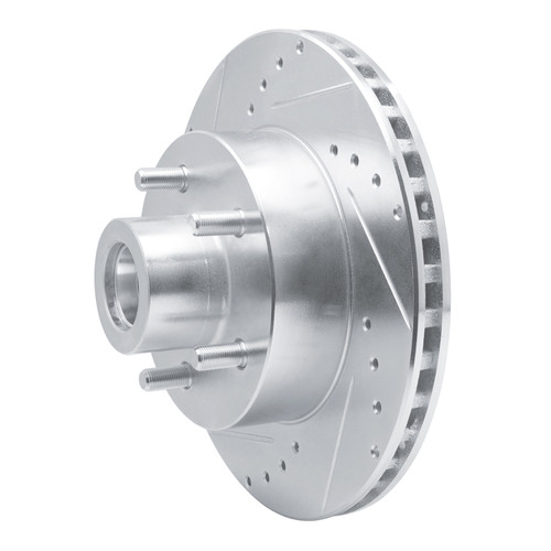 R1 87-90 Dodge DAKOTA RWD Front Left Drilled & Slotted Silver Brake Rotor