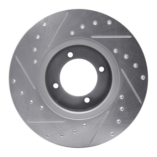 R1 69-89 Peugeot 504 Front Right Drilled & Slotted Silver Brake Rotor