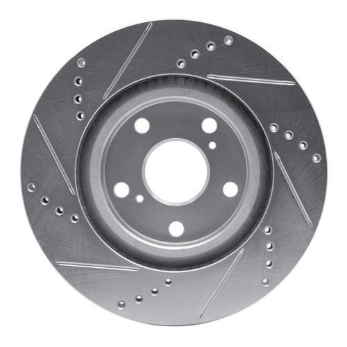 R1 85-97 Dodge B1500 Front Right Drilled & Slotted Silver Brake Rotor