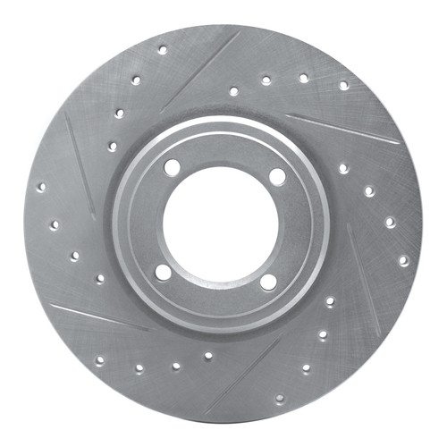 R1 69-89 Peugeot 504 Front Left Drilled & Slotted Silver Brake Rotor