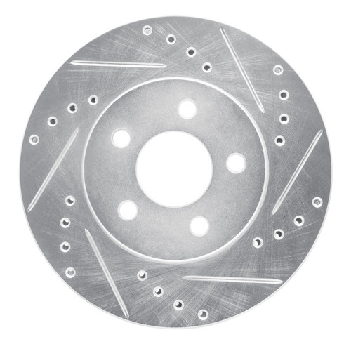 R1 86-90 Chrysler Town & Country Front Right Drilled & Slotted Silver Brake Rotor