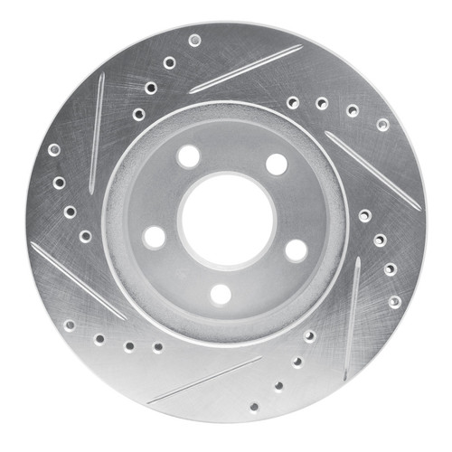 R1 86-90 Chrysler Town & Country Front Right Drilled & Slotted Silver Brake Rotor